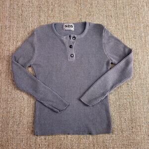 🩶 525 America Ribbed Henley Top | No Size Tag | Gray